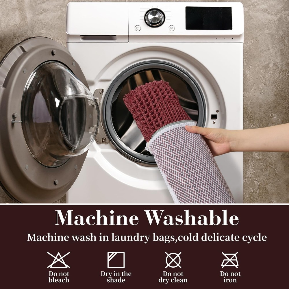 RESARE Waffle Bath Mat for Bathroom, Super 1'5" x 2' (Rectangular), Dark Red