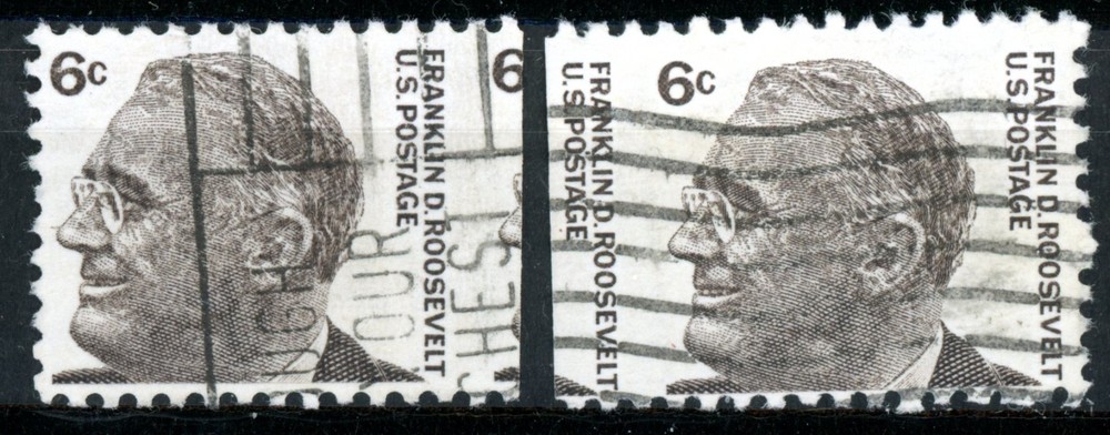 EFO 1284b TWO DIFF MISCUT  SINGLES ONE WITH TWO "6c" & ONE WITH TWO INSCRIPTIONS