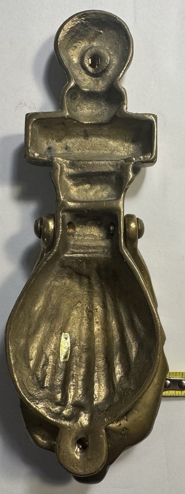 Vintage Solid Brass Door Knocker Shell Pattern 8" Heavy Sturdy Taiwan