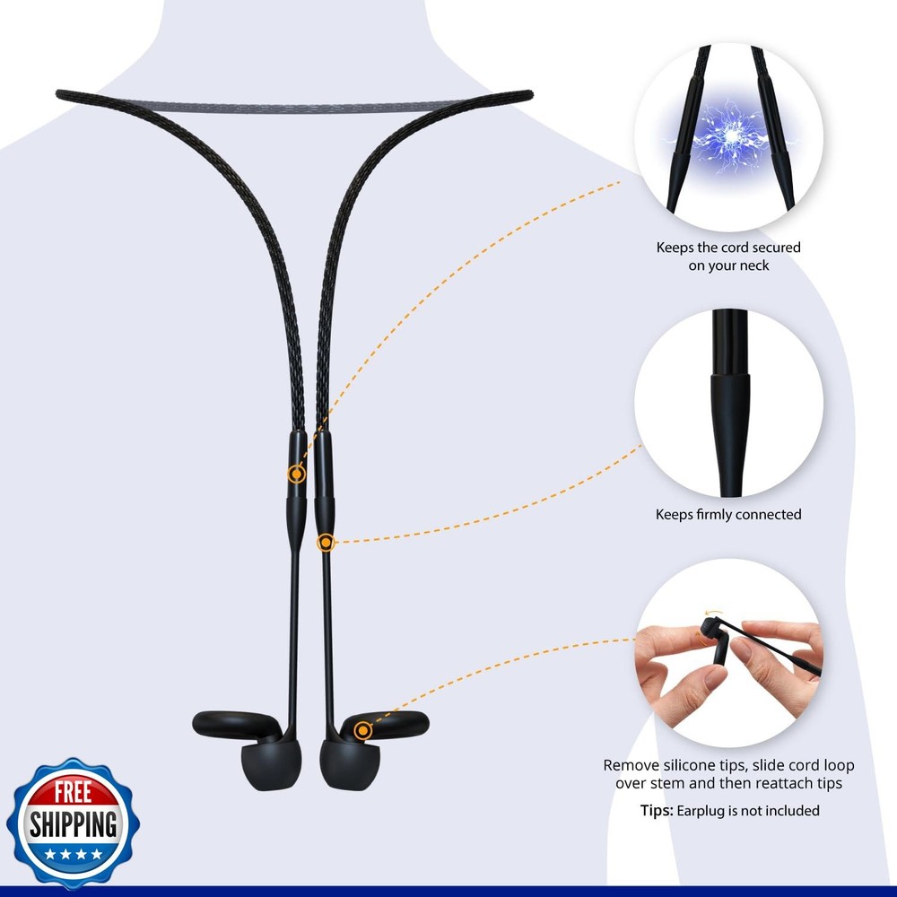 Earplug Lanyard, Magnetic Connector Cord Compatible with Loop Ear