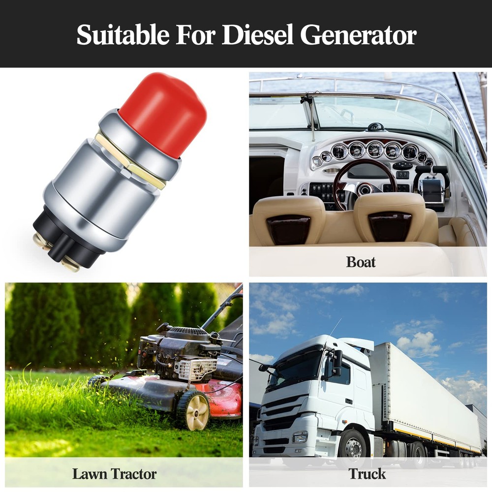 Engine Start Push Button Momentary 12V and 24V Waterproof Switch Push to Start B