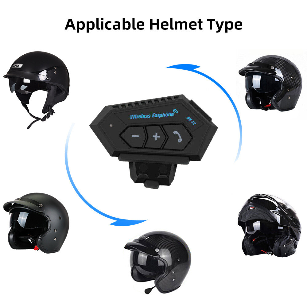 Motorcycle Helmet Headset Wireless Bluetooth Headphone Speaker Hands-Free BT-12