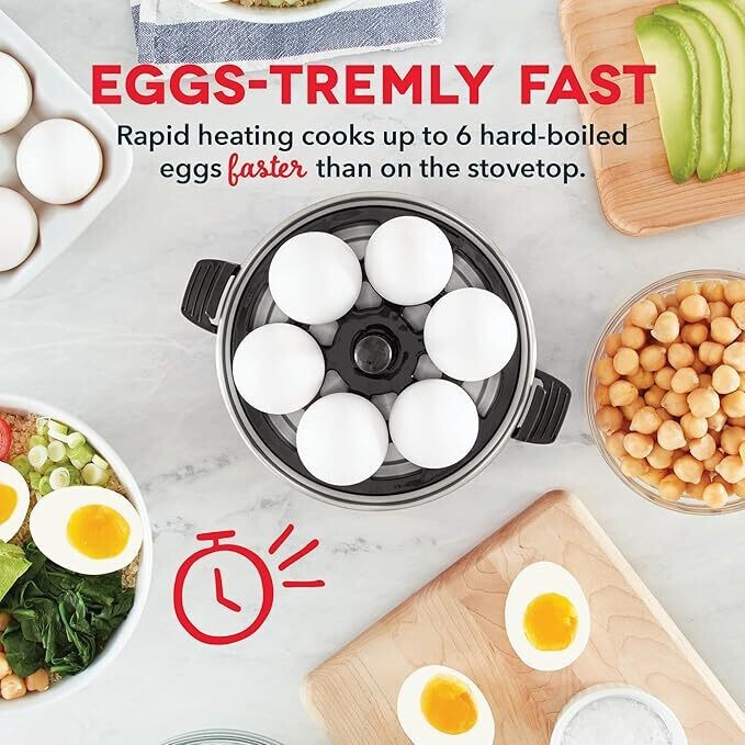 DASH Rapid Egg Cooker – 6 Egg Capacity, Auto Shut-Off, HardPoached – Black
