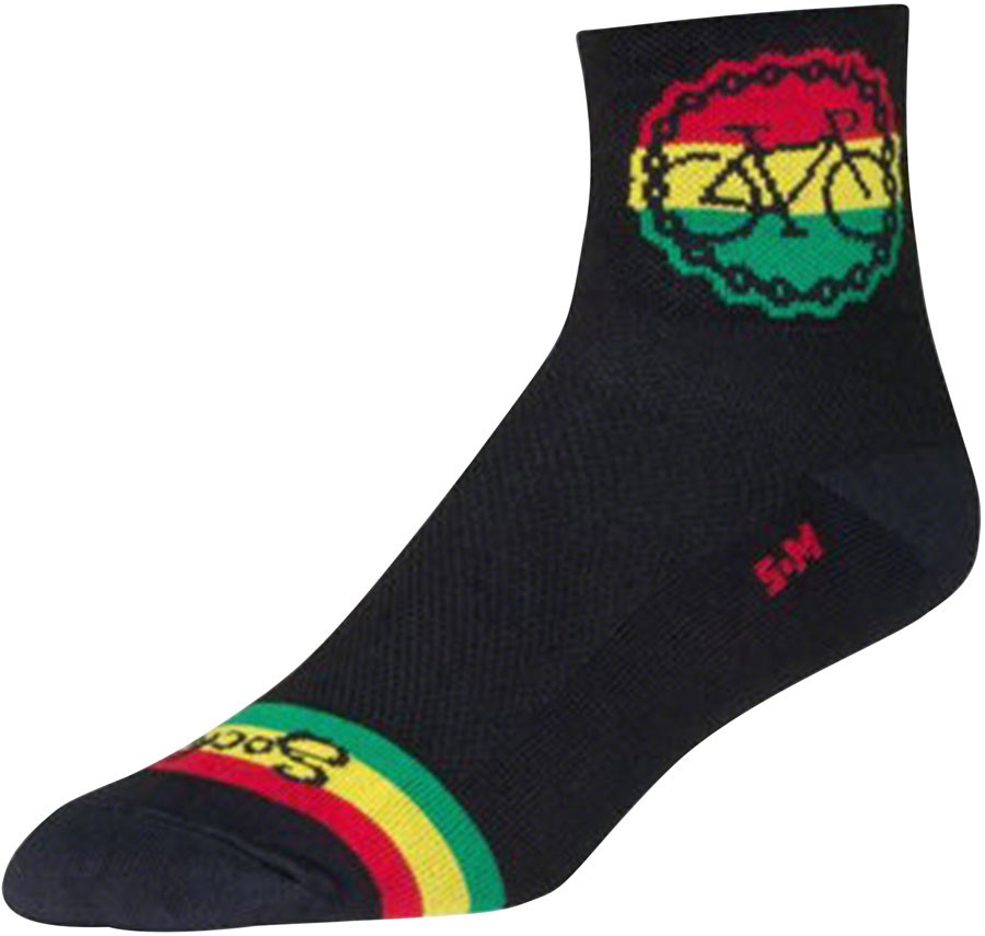 SockGuy Classic Socks Cycling Socks Small/Medium Black/Rasta