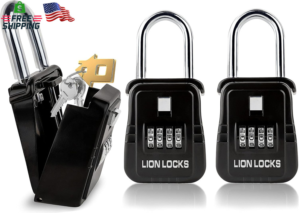 Lion Locks 1500 Key Lock Box with Code, Lockbox for Keys Outdoor, Realtor Lock B