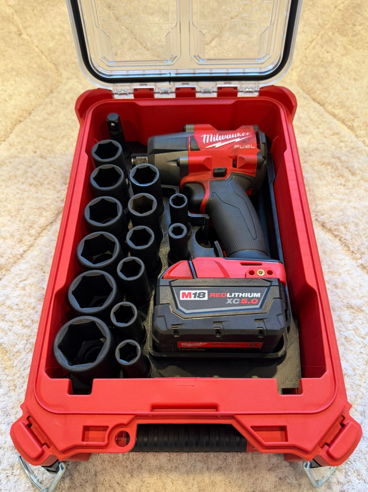 Milwaukee Packout Insert SAE Sockets and 1/2 Mid Impact