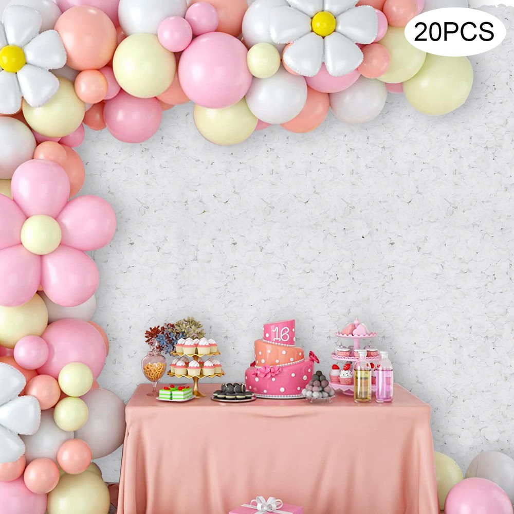 20Pcs Flower Panel Artificial Flower Wall Panel White Flower Backdrop Wall Decor