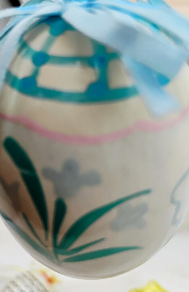 Hen Eggs Hand Painted Easter Shells Chicken, Lamb, Rabbit Ornaments
