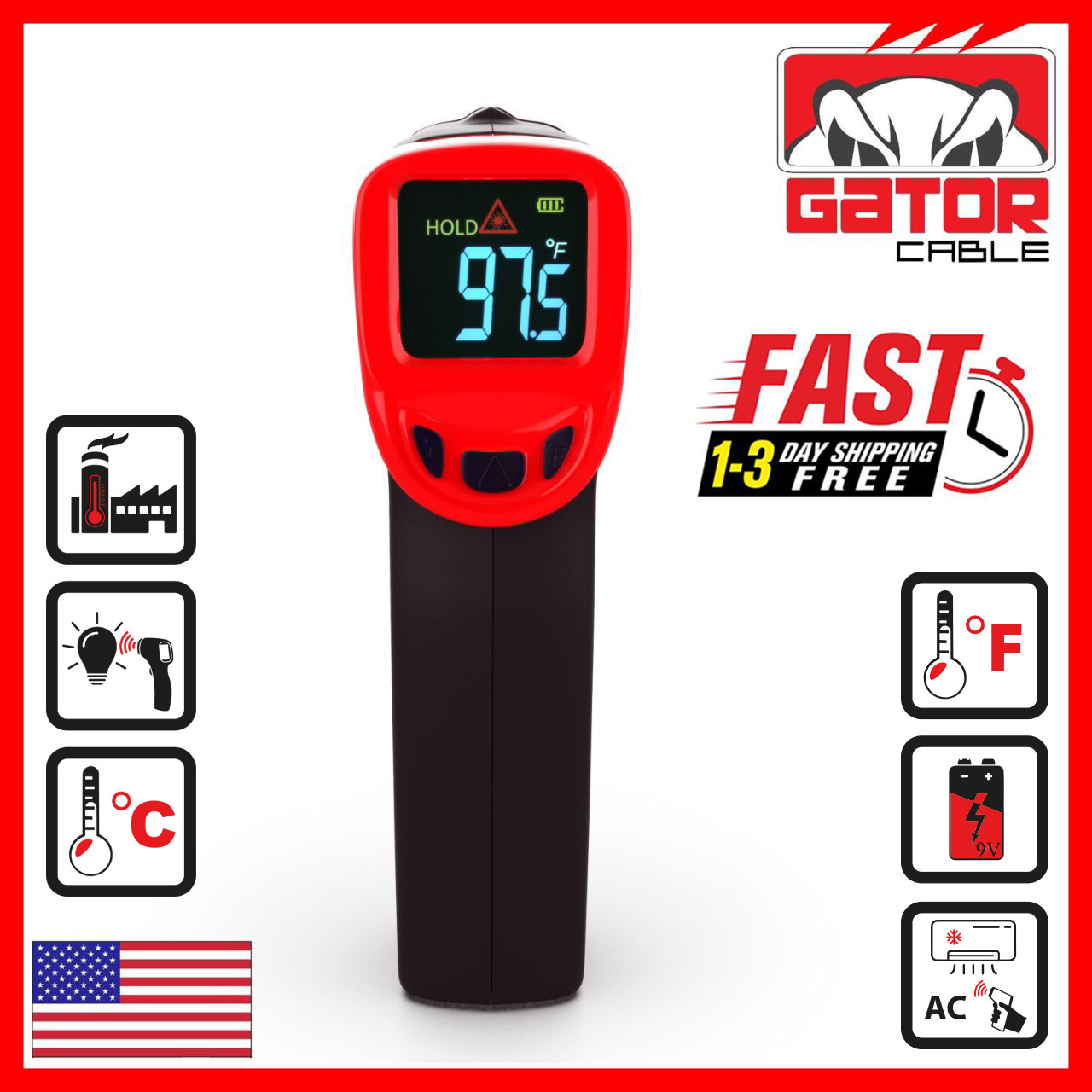 Infrared Laser Thermometer Gun No-Contact Digital Temperature Measurement Tester