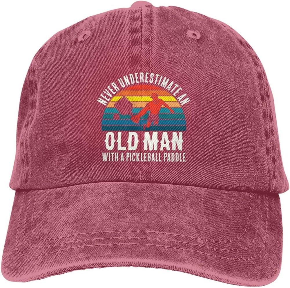 Pickleball Hat Never Underestimate an Old Man with A One Size, Red