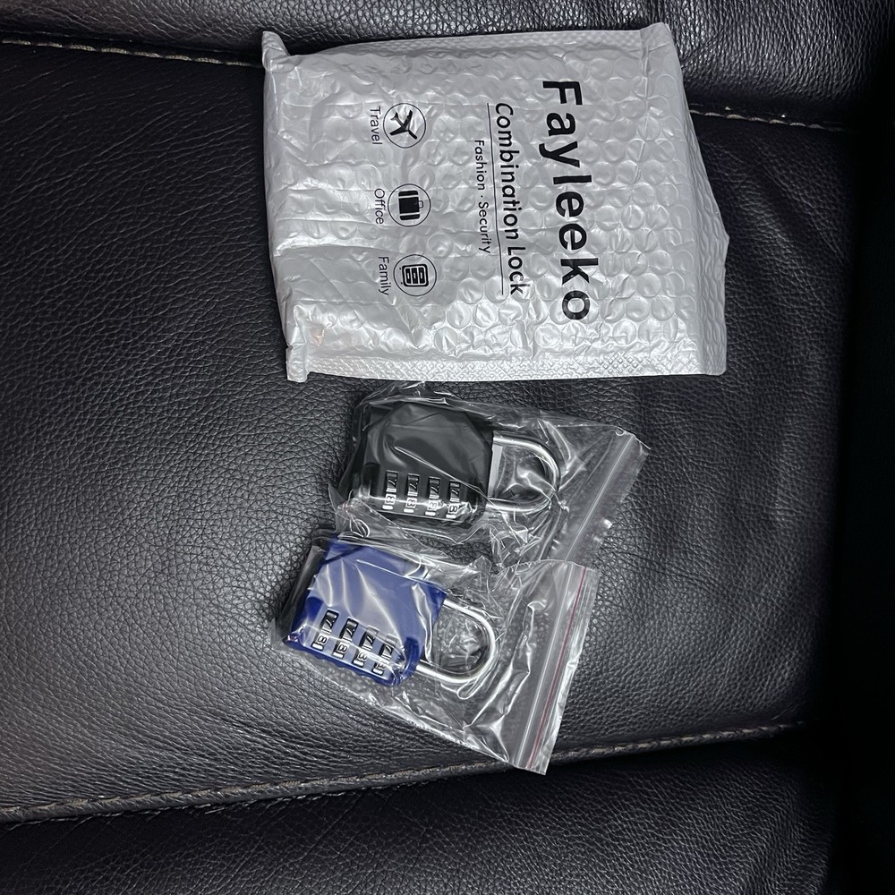 Combo Lock for Lockers, 4 Digit Combination Padlock, 2 Pack Pad Locks with Code