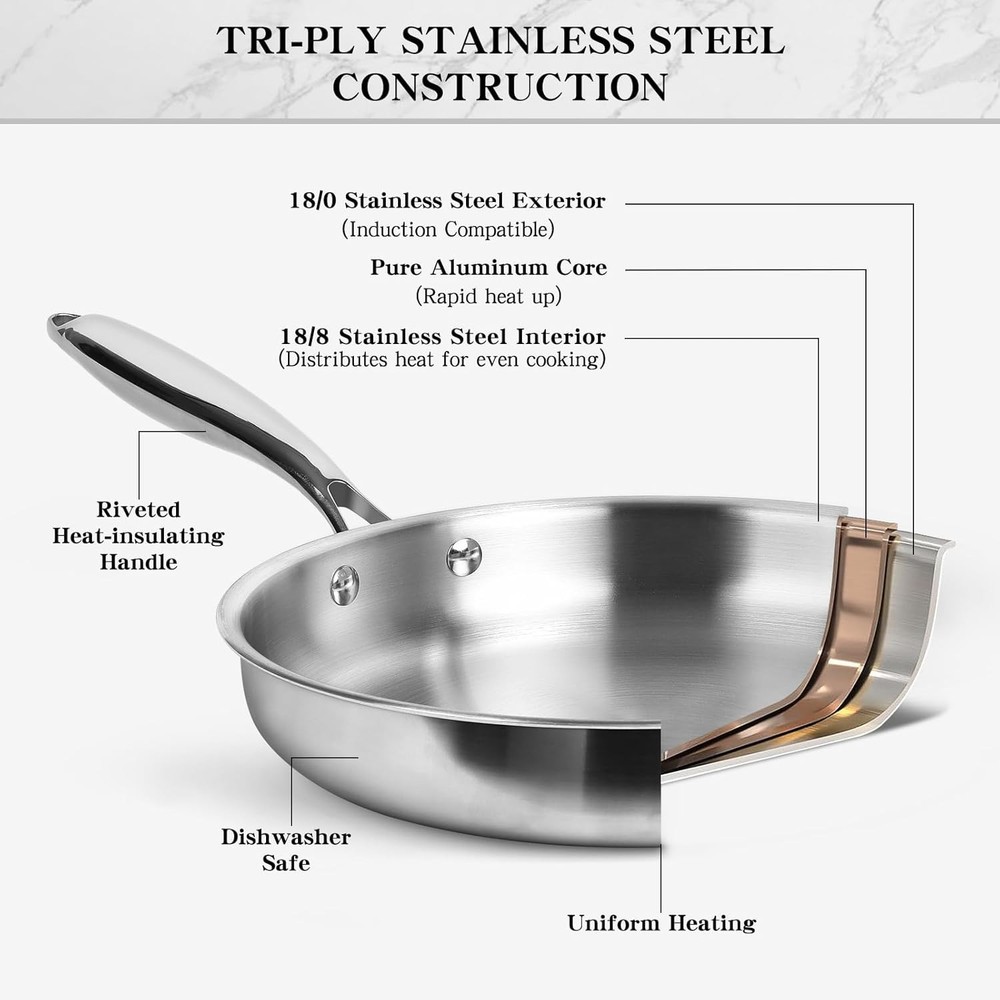 EWFEN - 11-Piece Stainless Steel Cookware Set