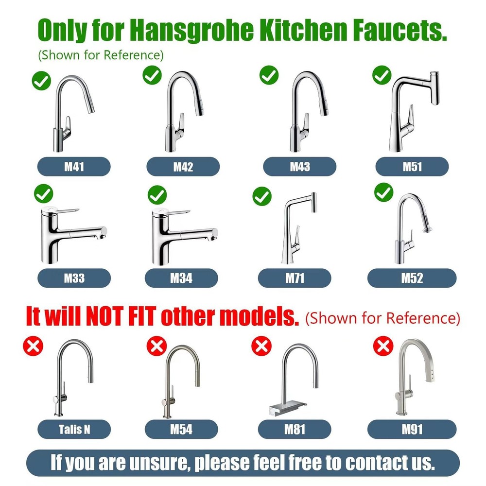Hansgrohe Kitchen Faucet Hose Replacement 59" Pull Down Spray Part 95507000