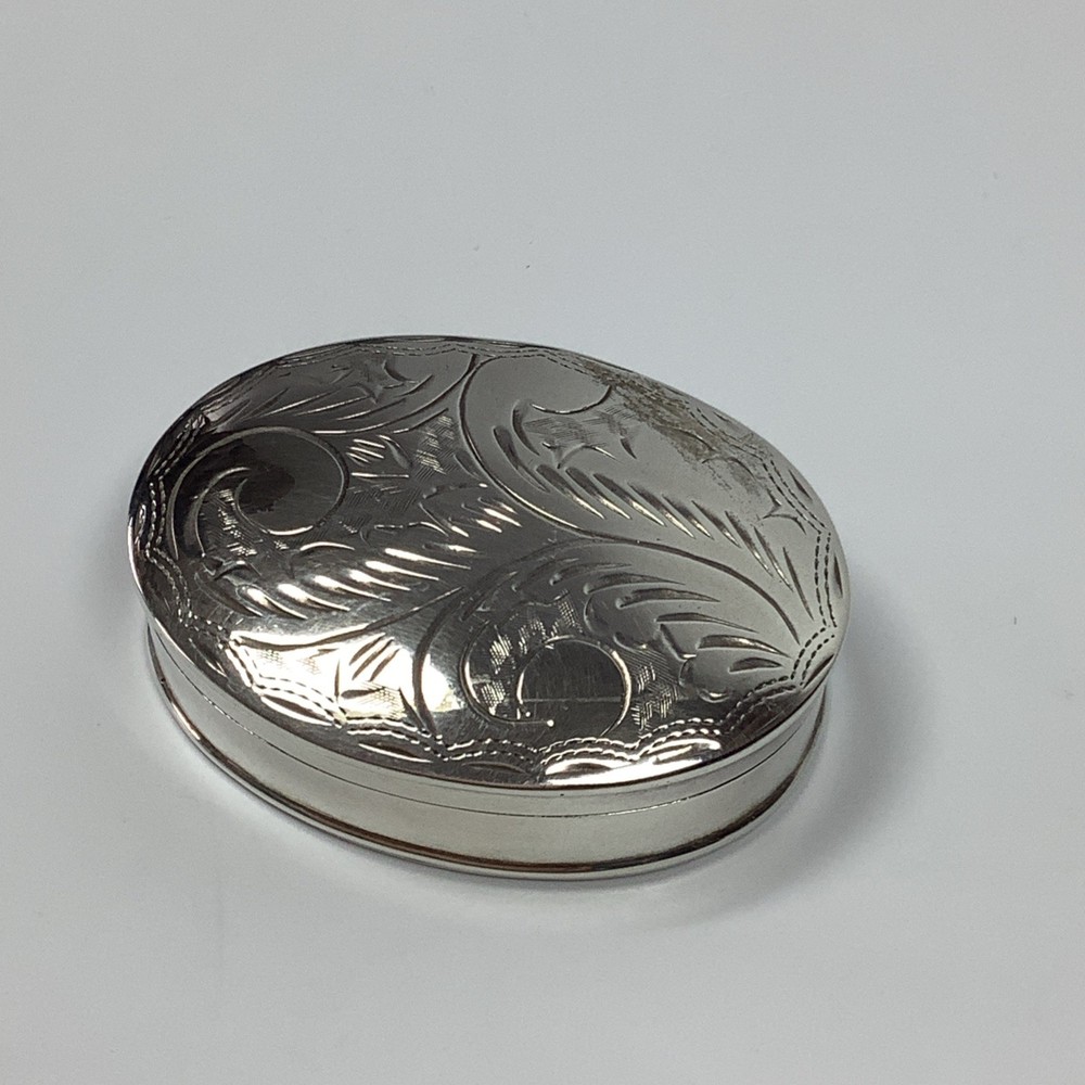 Solid Silver Pill Pot Hinged Lidded Box 22g Hallmarked Sheffield 1996