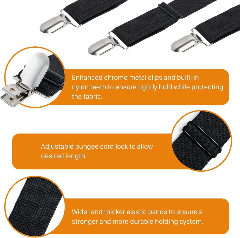 8 Pack Bed Sheet Straps, Adjustable Elastic Fitted Sheet Holder Clips, Heavy Dut