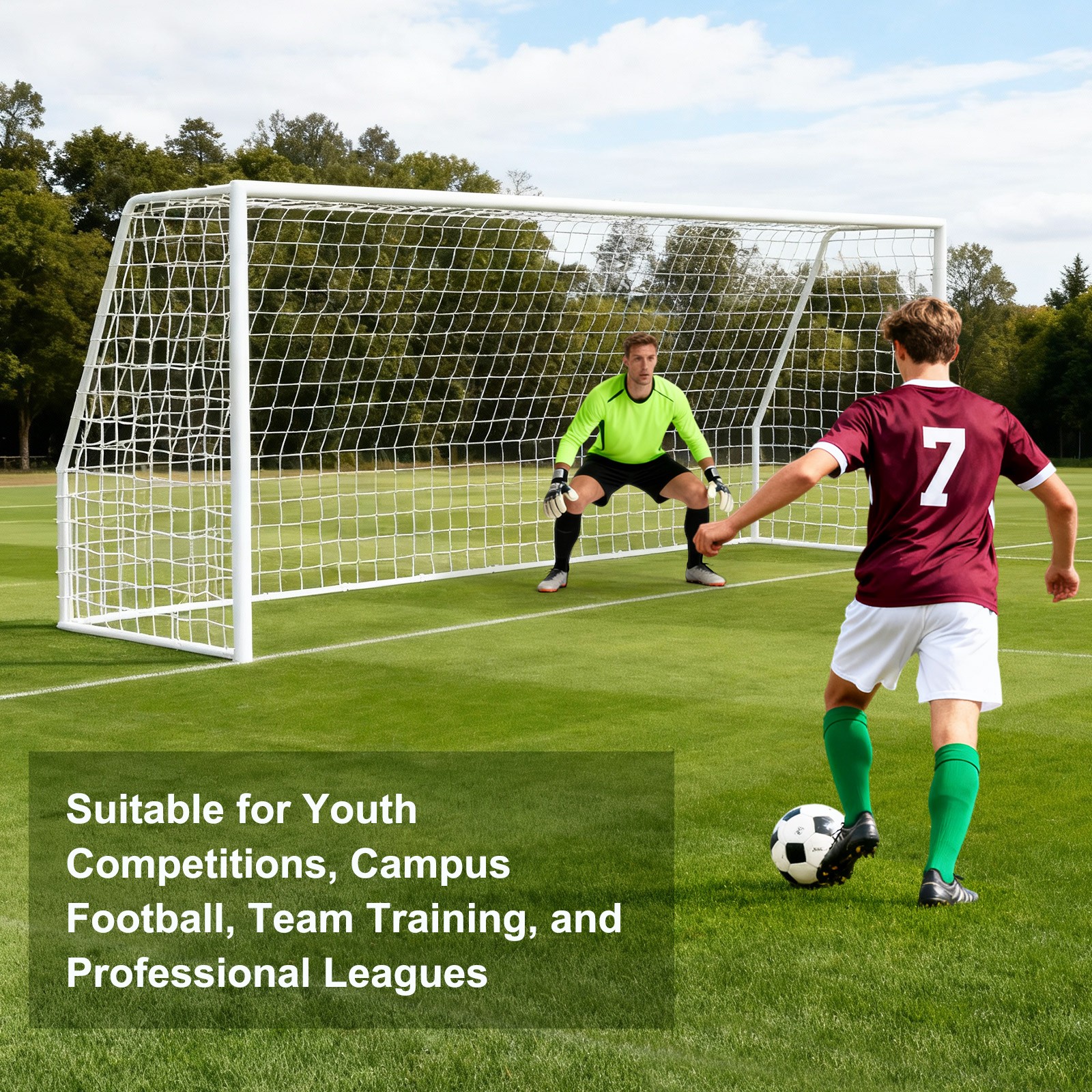 18ftx 7ft/21ftx 7ft/24ftx 8ft Metal Soccer Goals for Outdoor Practice Training