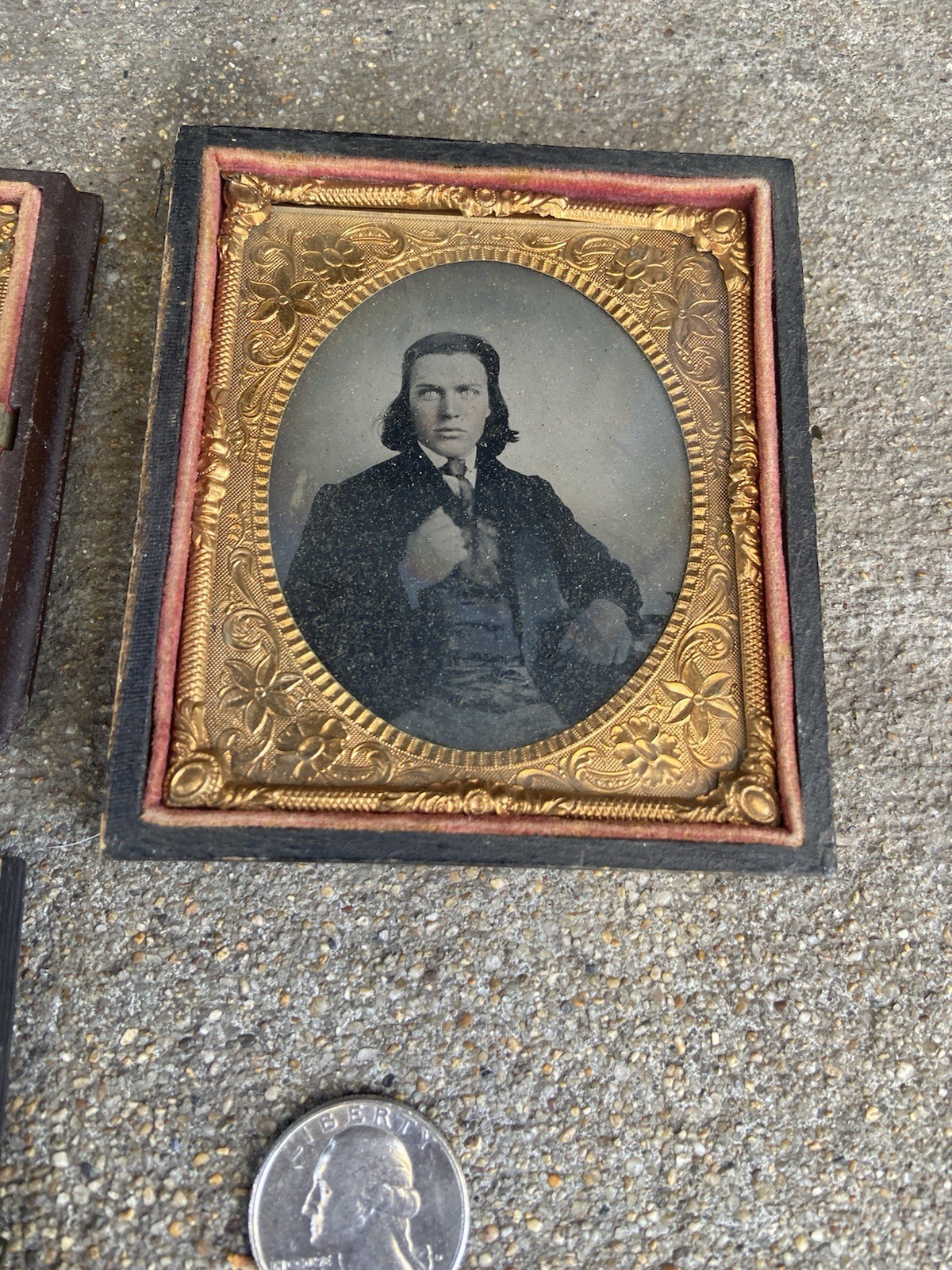 Victorian Mourning Tin Type Photo With Lock of Hair Plus 2 Others - All Men… B5