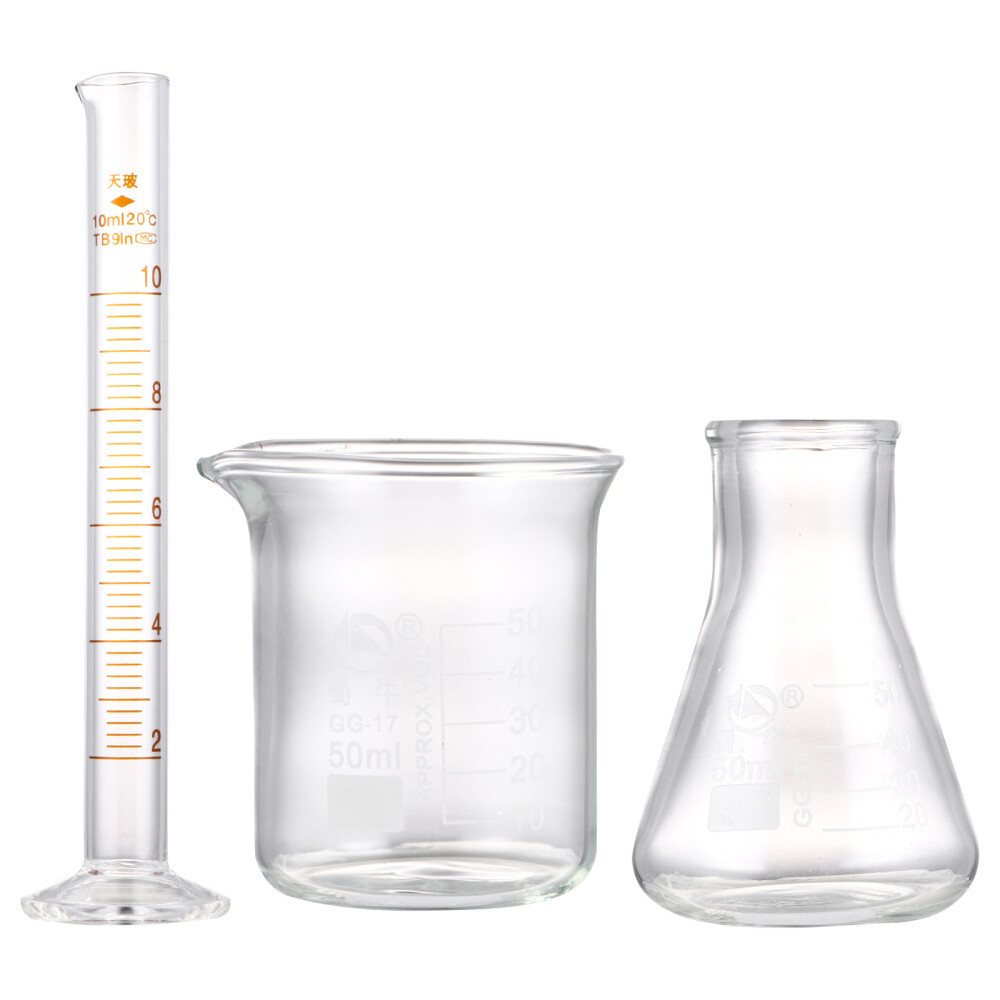 3PCS Beaker and Flask Set Laboratory Glassware Set Laboratory Measuring Device