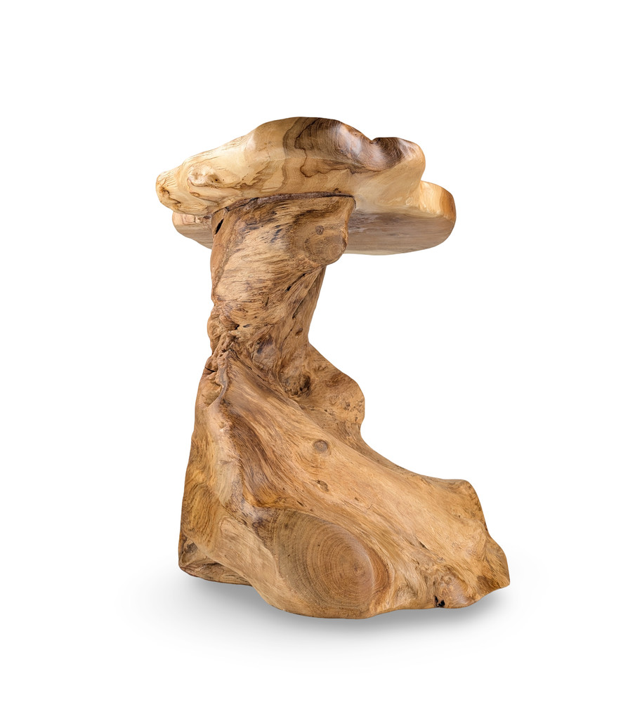Teak Side Table, Wood Side Table, Teak Accent Stool, Handcrafted Side Table