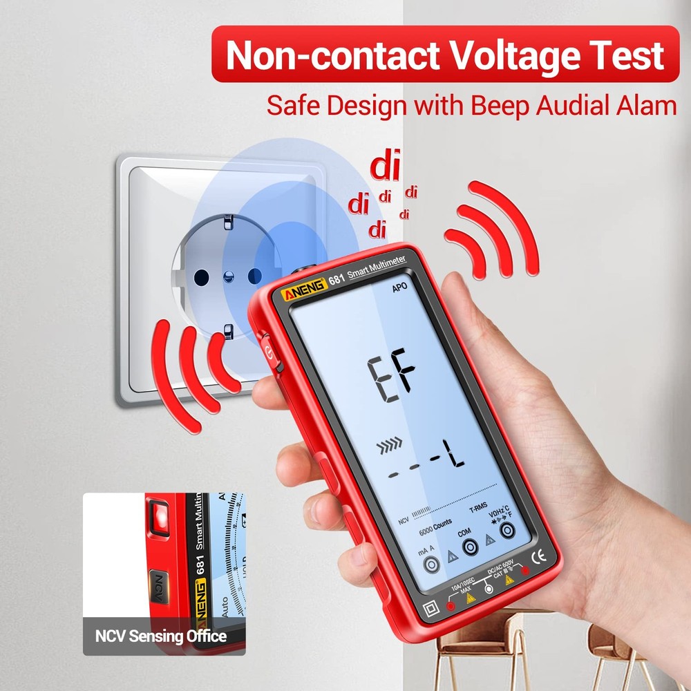 ANENG Digital Multimeter Tester Auto-Ranging TRMS 6000 Counts Voltmeter red