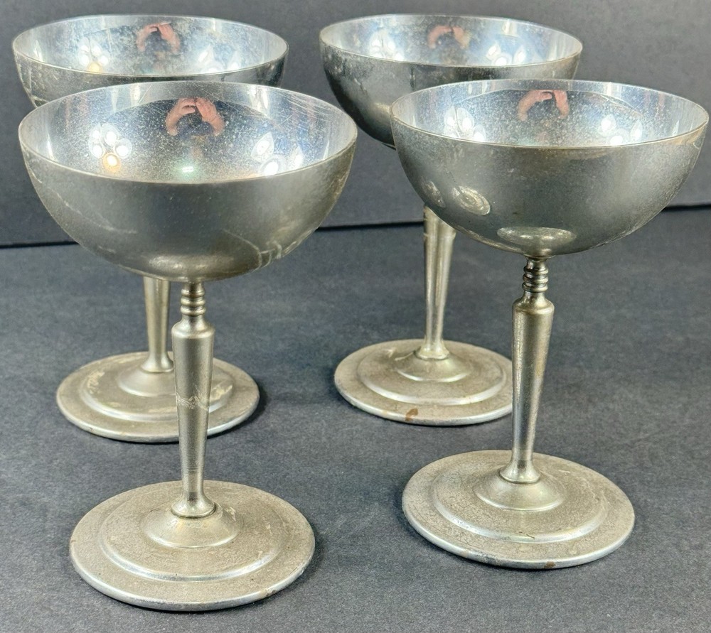 Vtg Metal Wine Cups