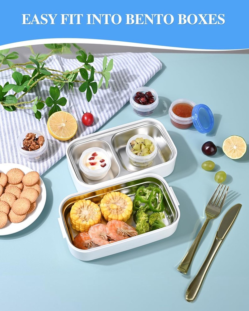 8 Pack Small Food Storage Containers Leakproof Dressing Sauce Cups