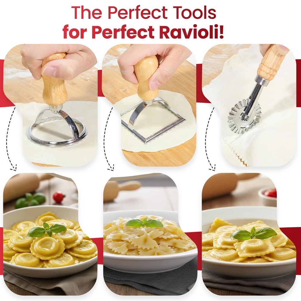 Pasta Making Tools Set 14 PCS, Pasta Maker Kit with Drying Rack, Ravioli Make...