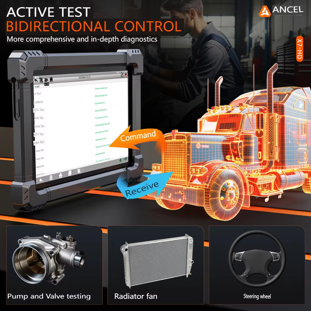 ANCEL X7HD Heavy Duty Truck Diagnostic Scanner DPF Regen Tool OBD2 Code Reader