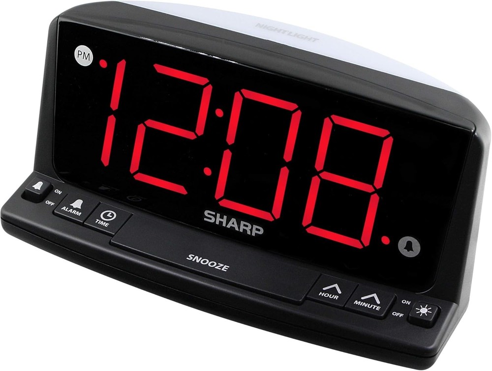 Sharp LED Digital Alarm Clock – Simple Operation - Easy to See Large Red