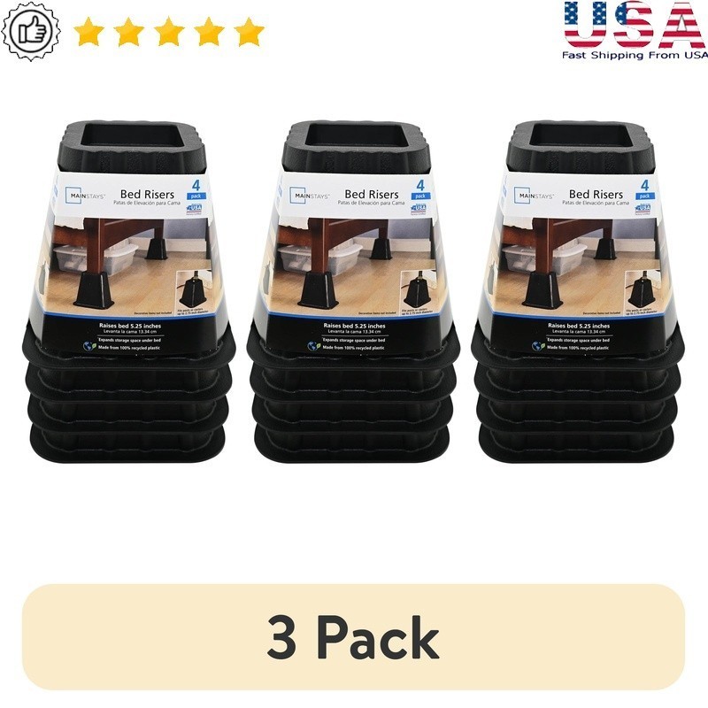 Bed Risers Heavy Duty Under Bed Storage 5.25 Inch Adjustable Fits Standard Posts