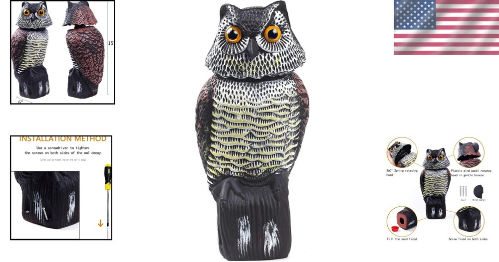 Realistic Fake Owl for Bird and Squirrel Control