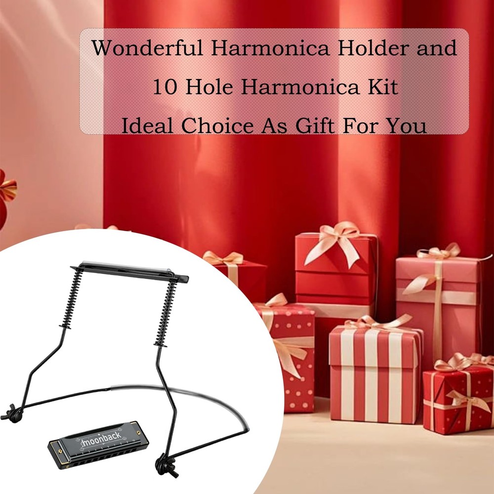 Harmonica Holder Set with Key of C Diatonic Blues Harmonica Adjustable