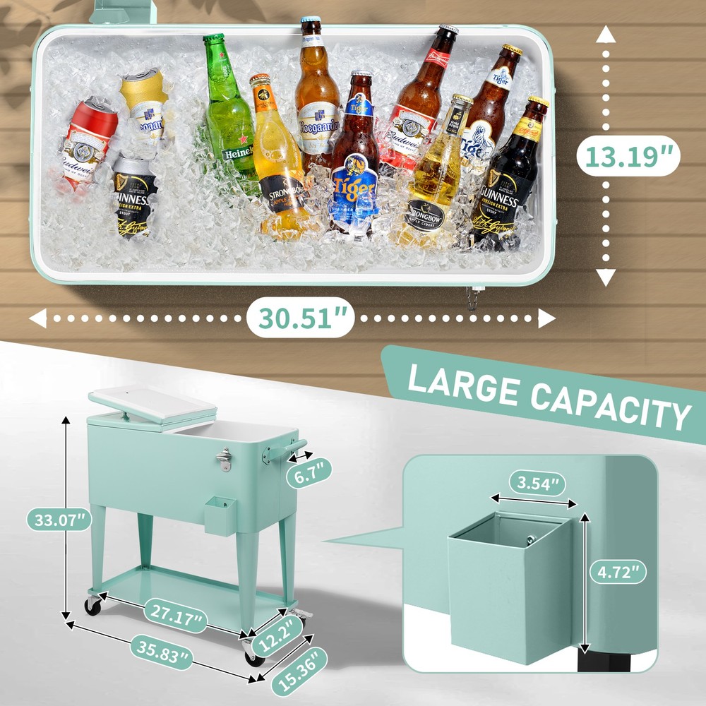 Rectangular Plastic Box Frozen Insulation Cart Mint Green,in stock
