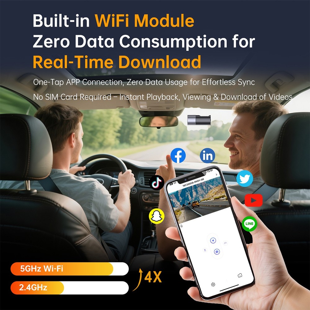 Mini WiFi HD 1080P Dash Cam Car Dashboard Camera w/ APP Control Loop Recording