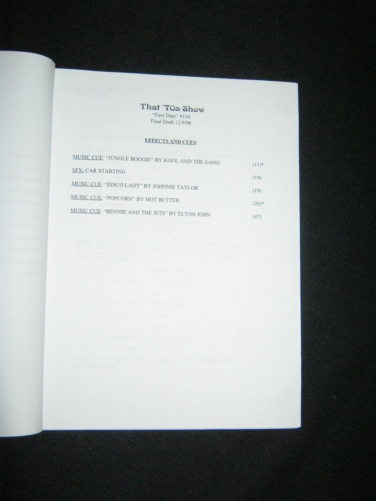 Original THAT '70s SHOW Script Season 1 EP 16 First Date FINAL DRAFT