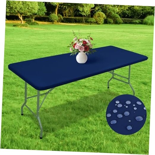 Rectangle Waterproof Fitted Tablecloth 30x60 60" x 30" (Rectangular) Navy Blue