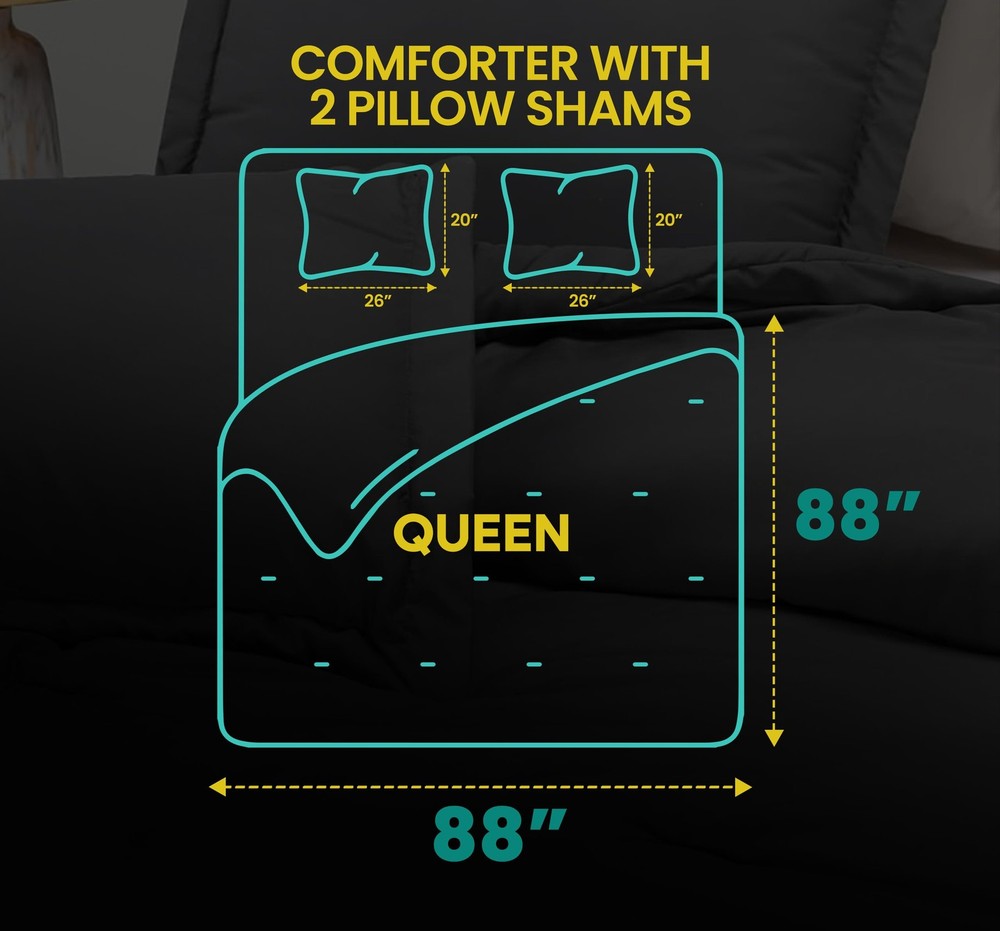 Queen Comforter Set 3 Piece Grey by , Comforters Queen Size, Bedding Comforte...