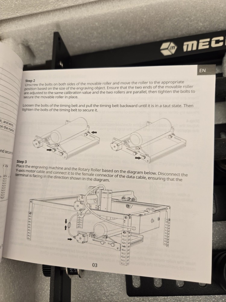 Mecpow G3 Pro Laser Rotary Roller for Engraving Round Objects with Adjustable