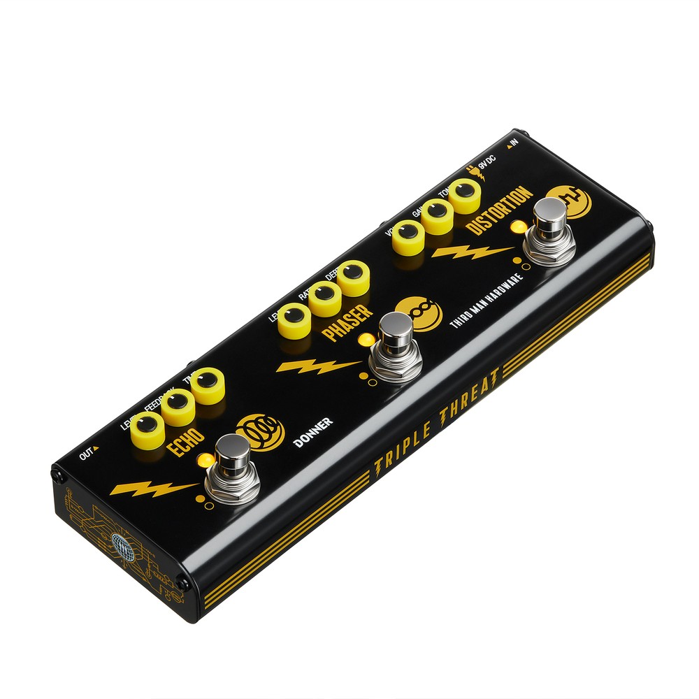 DONNER x THIRD MAN Triple Threat Effects Pedal Echo Phaser Distortion + Adapter