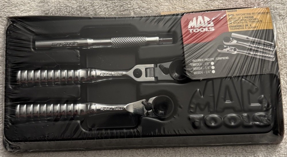 Mac Tools 3 Pc. Ratcheting Bit Driver Set w/Plastic Storage Tray