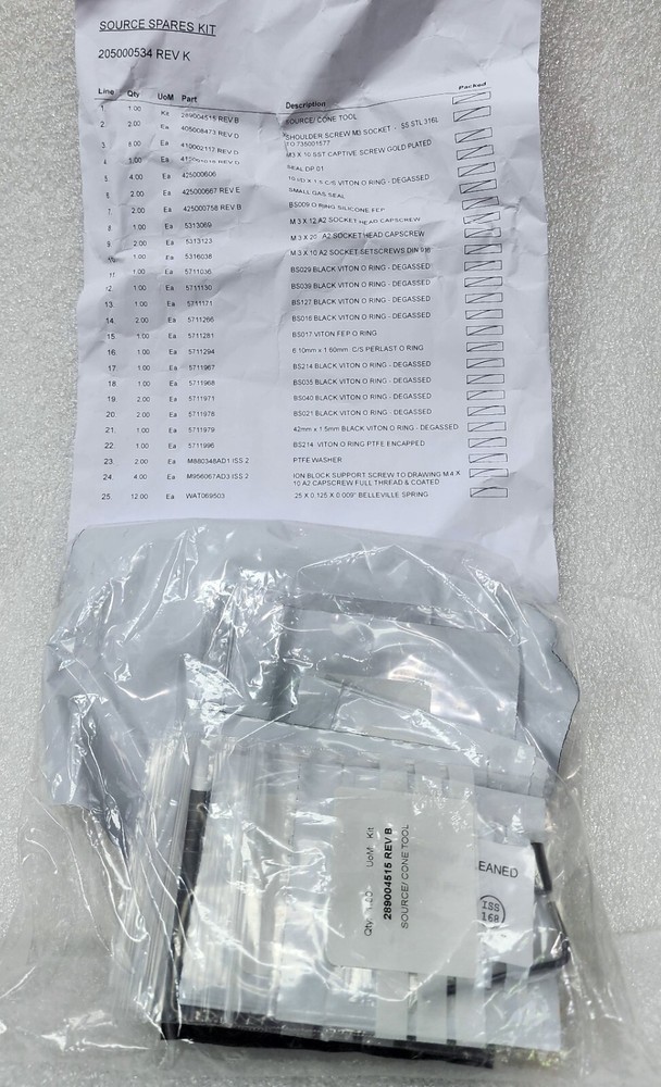Waters Source Spares Kit 205000534 REV K