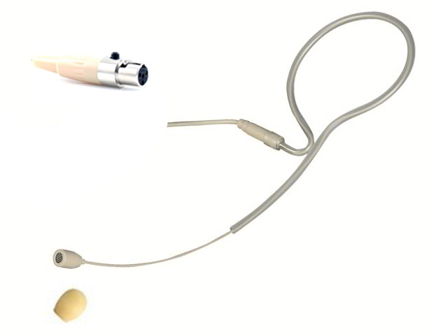 Single Earhook Headset Microphone with 4 pin XLR Connector for SHURE Wireless