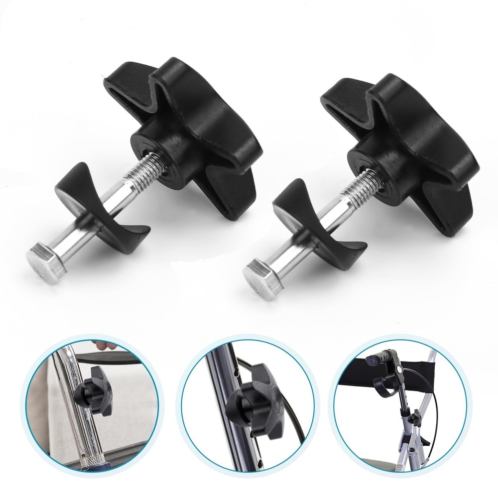 Tinoaly 2 Sets Rollator Walker Replacement Knobs, Comfortable Black