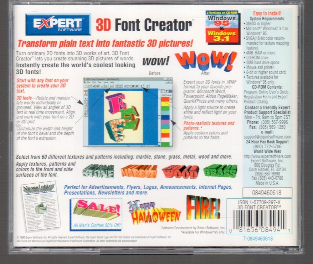 Expert Software 3D Font Creator CD-ROM Make Your Documents Explode in 3D L@@K !!