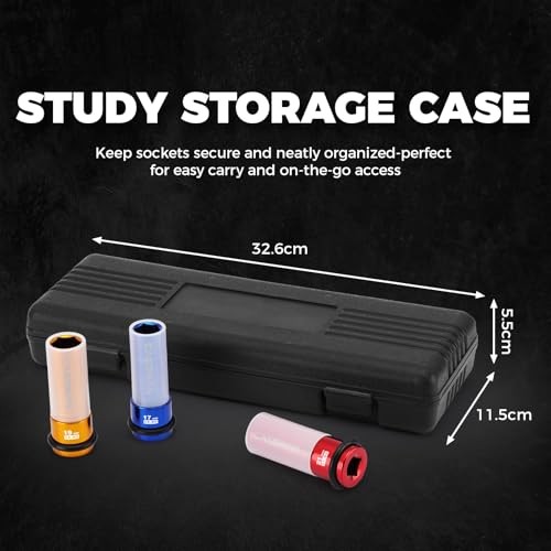 7PCS 1/2" Drive Deep Lug Nut Impact Socket Set, Non-marring & Thin Wall Wheel