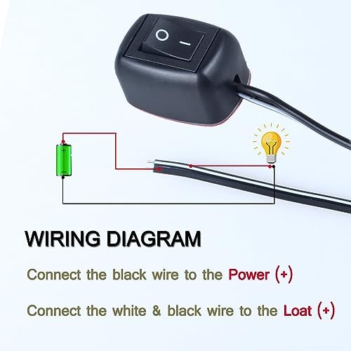 Paste Type Switch ON/Off Inline Rocker Toggle Switch 250V 12VDC 30cm (11.81")