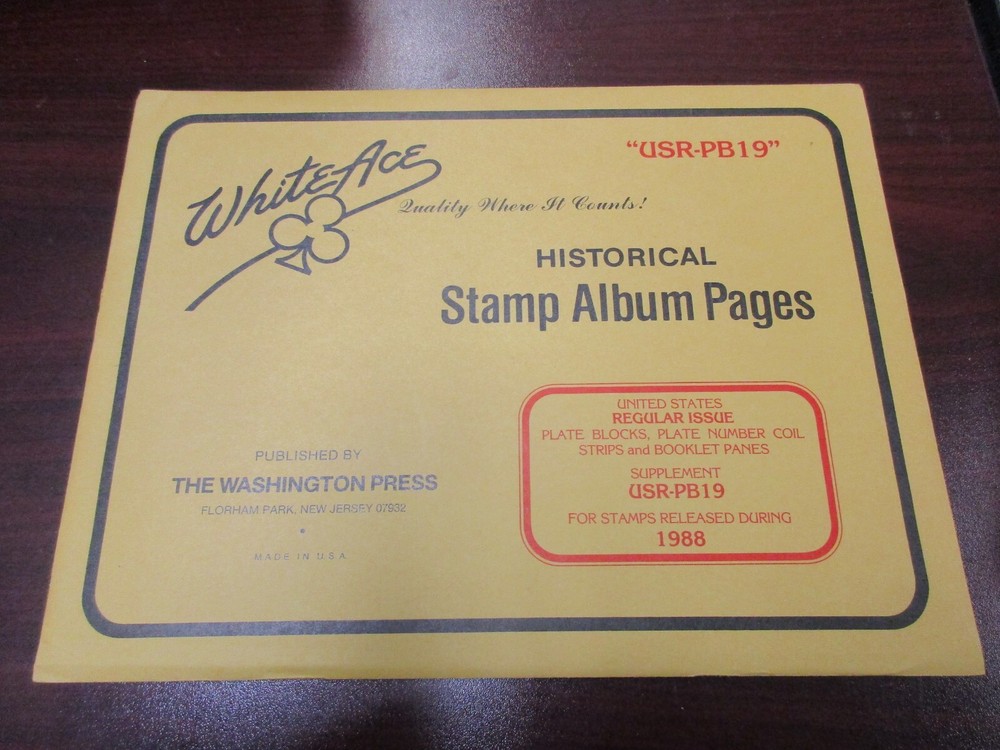 "WHITEACE"HISTORICAL STAMP PAGES #U.S. REGULAR ISSUE #USR-PB19,1988  W/FREE SHP.