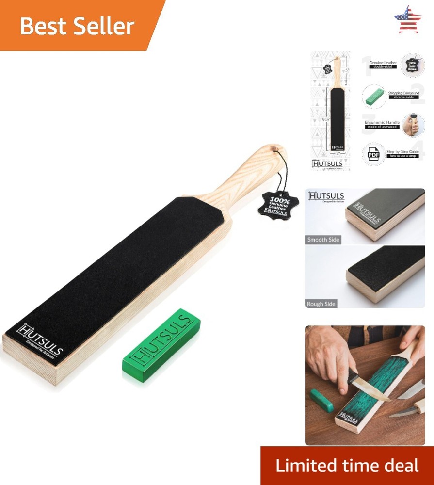 Double Sided Leather Strop Paddle Kit - Razor-Sharp Edges, Ergonomic Handle, ...