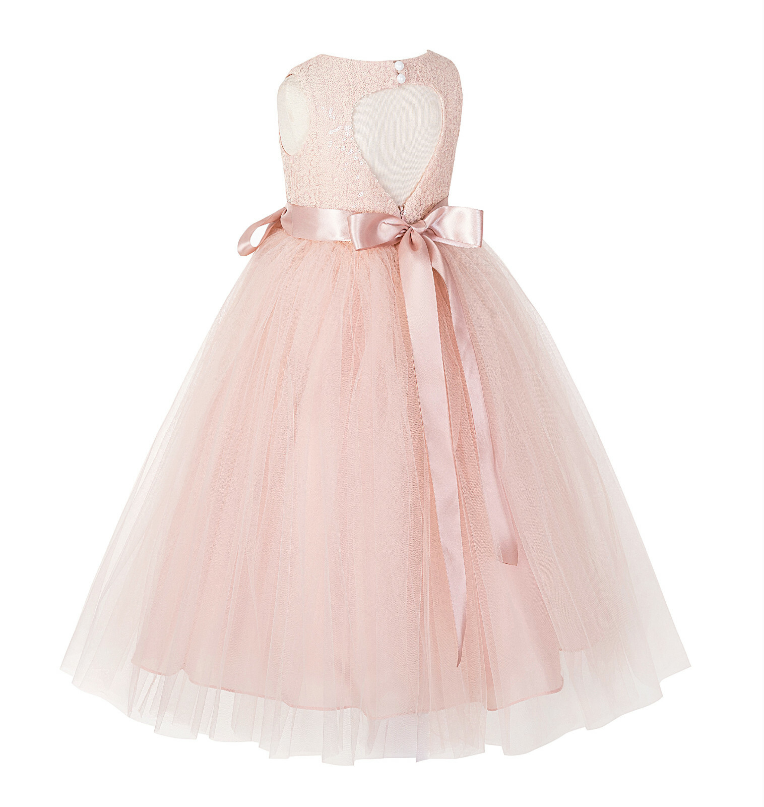 Sequin Heart Cutout Flower Girl Dress Formal Dress Father Daughter Dance Dresses