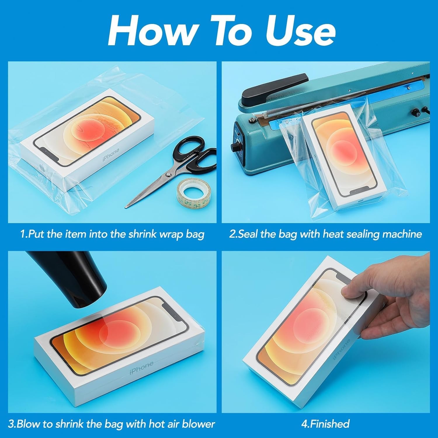 Clear Heat Shrink Wrap Film Flat Bags 14X20 100PACK Large Size for Packing Shoes